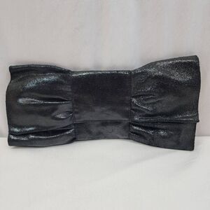 Sorpresa Black Soft Leather Bow Clutch Vintage Y2K